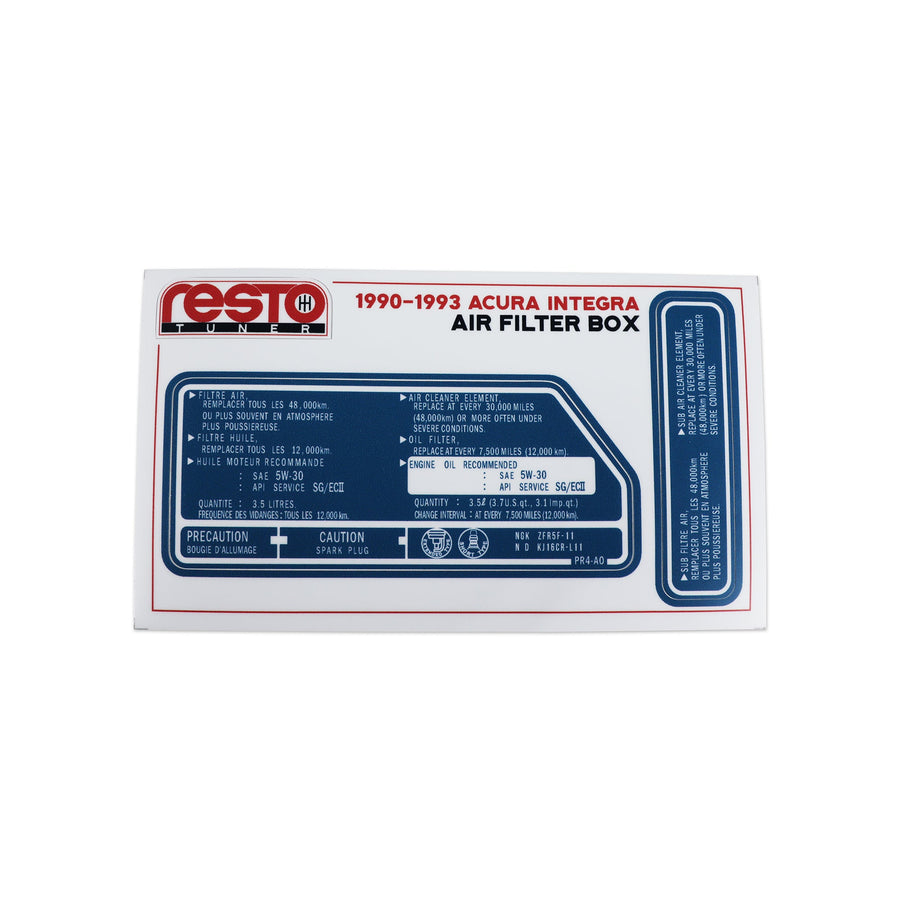RestoTuner 1990 - 1993 Integra Air Filter Box Replacement Decal RST-DCL-01-11