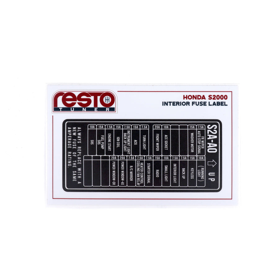 RestoTuner S2000 Interior Replacement Fuse Box Decal RST-DCL-01-98