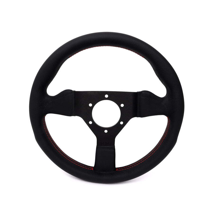 Momo Montecarlo Leather Steering Wheel 320 mm - Black/Red Stitch/Black Spokes MOM-MCL-32BK3B