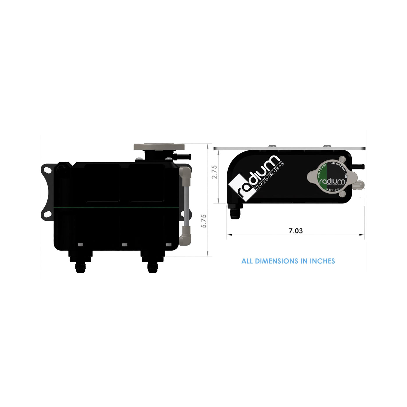 Radium Universal Coolant Expansion Tank, 750 mL Billet, 6AN