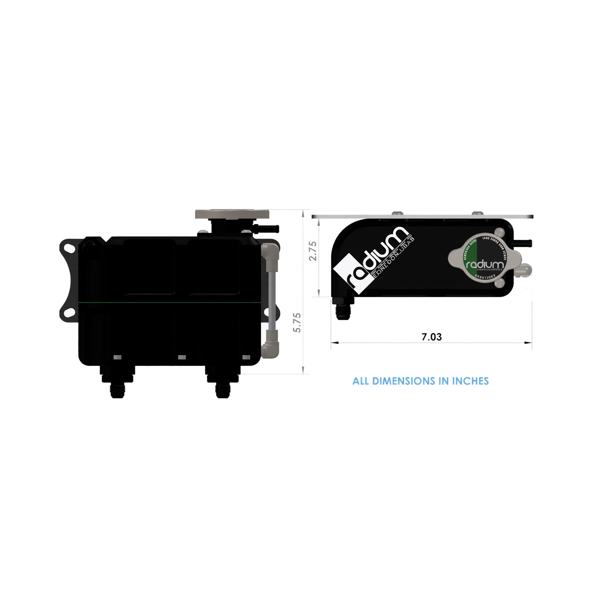 Radium Universal Coolant Expansion Tank, 750 mL Billet, 6AN