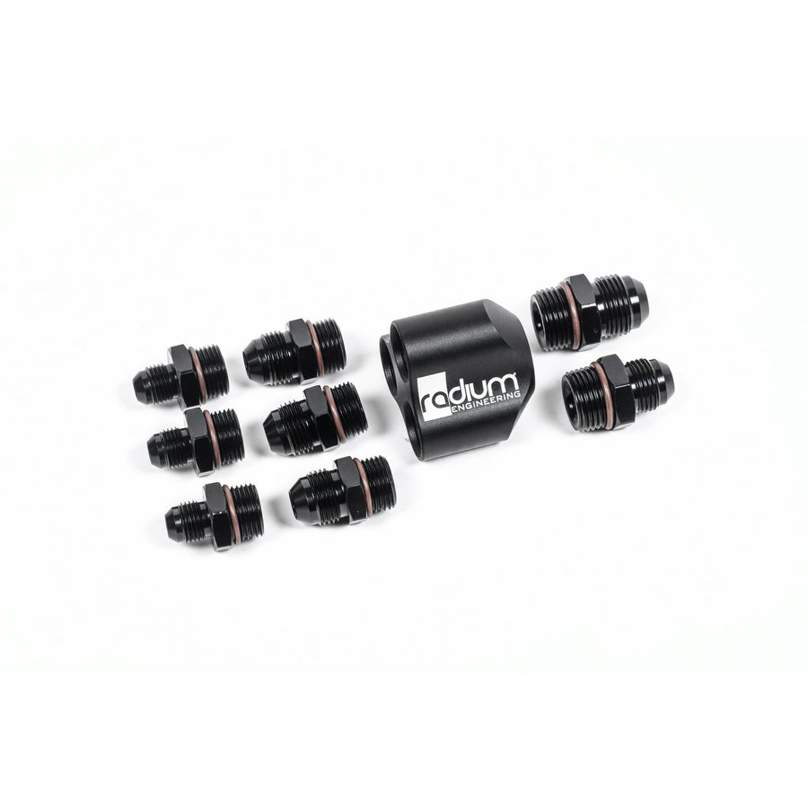 Radium 3 Into 1 Fuel Distribution Block, 8AN/10AN Fittings