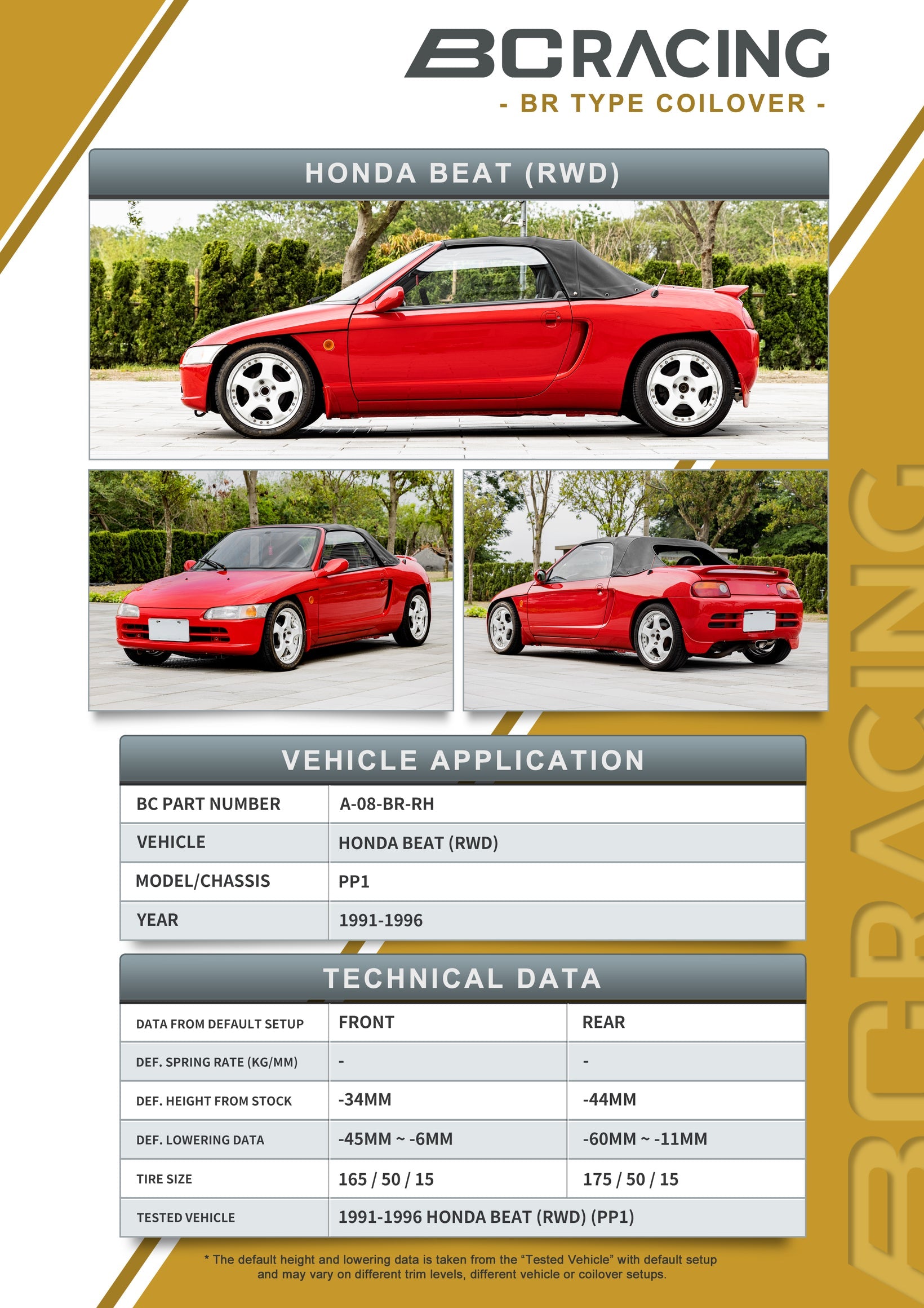 BC Racing BR Series Coilovers for 91-96 Honda Beat PP1