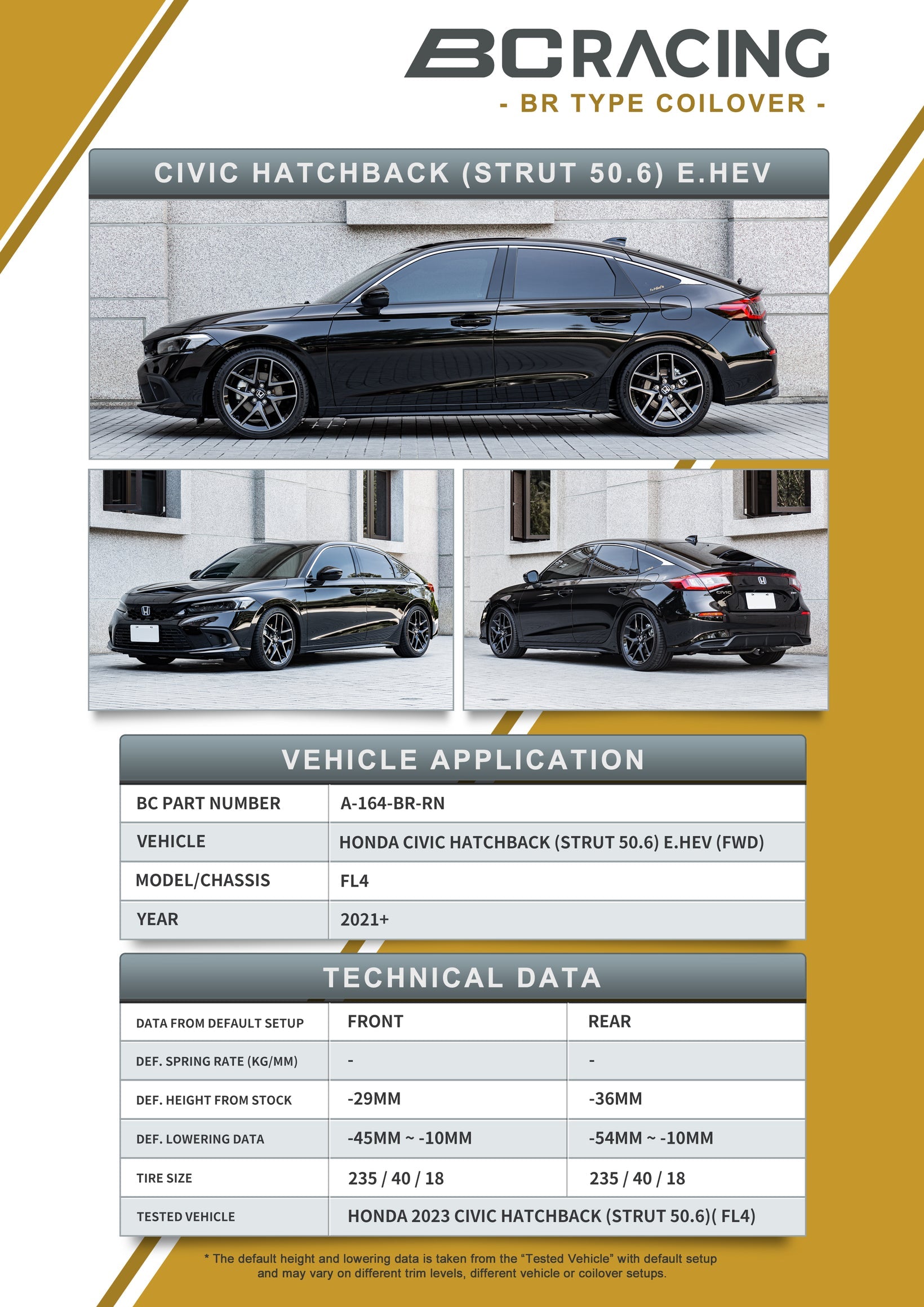 BC Racing BR Series Coilovers for 22-26 Civic Sport/Si