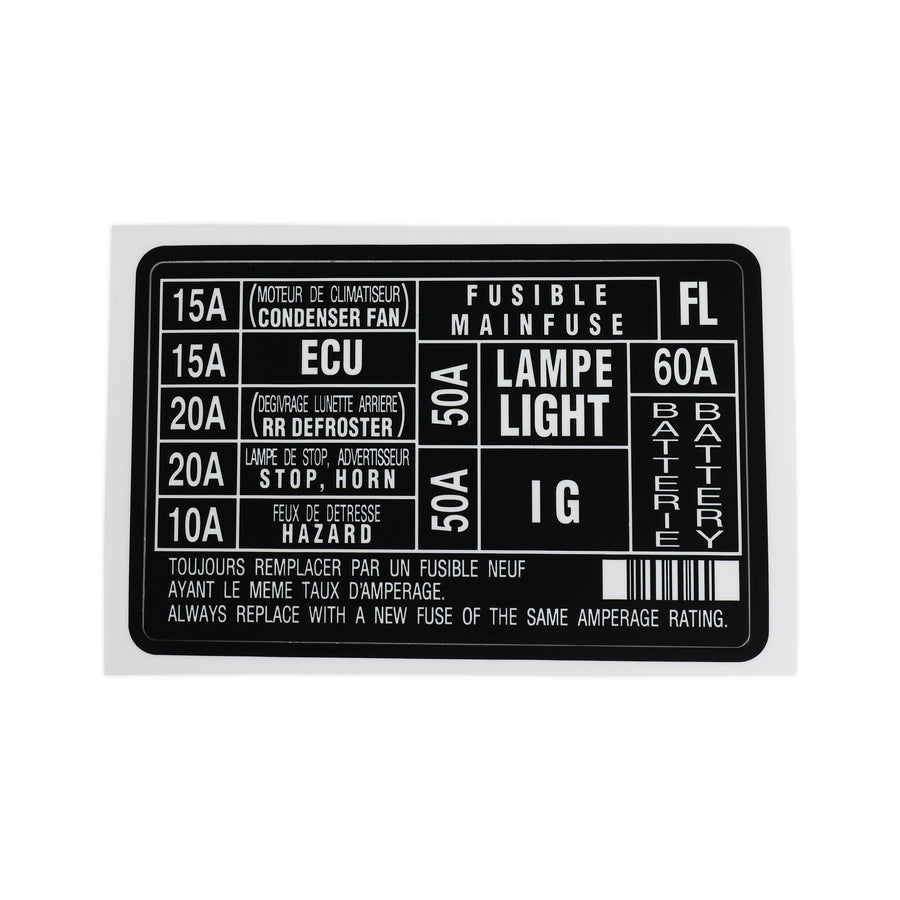 RestoTuner Engine Fuse Replacement Decal for 88-91 Civic/CRX