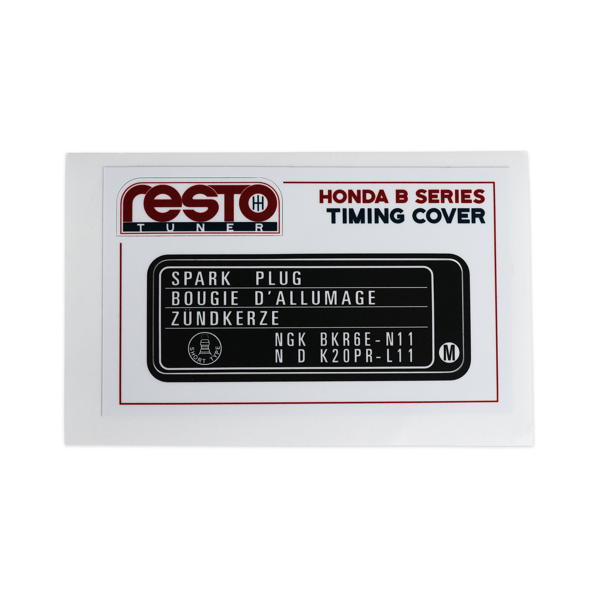 Engine Timing Sticker RestoTuner B Series Timing Cover Replacement Decal · Hybrid Racing