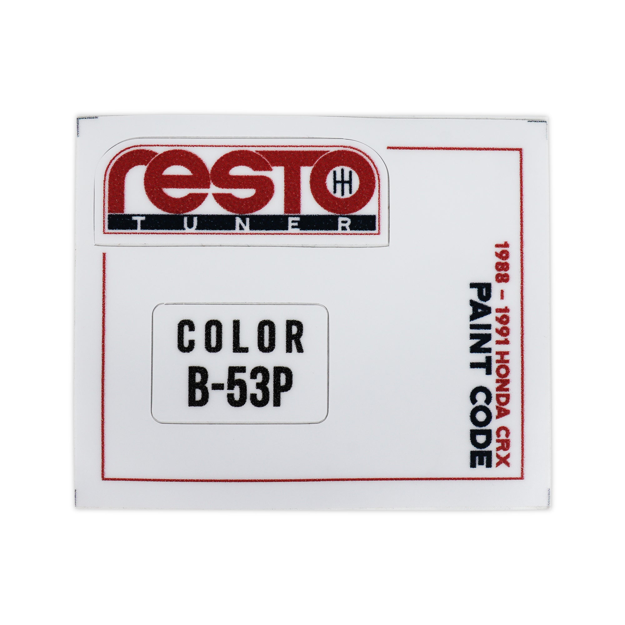RestoTuner Honda Paint Code Replacement Decals