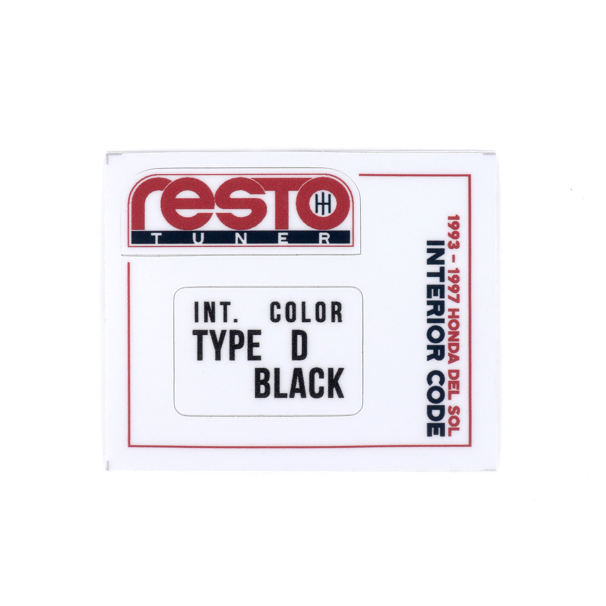 RestoTuner Honda Paint Code Replacement Decals - Interior Color Type D Black RST-DCL-01-64