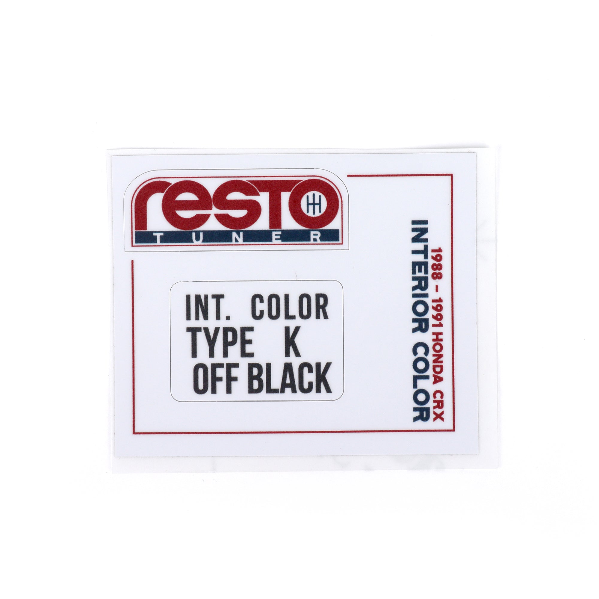 RestoTuner Honda Paint Code Replacement Decals - Interior Color Type K - Off Black RST-DCL-01-65