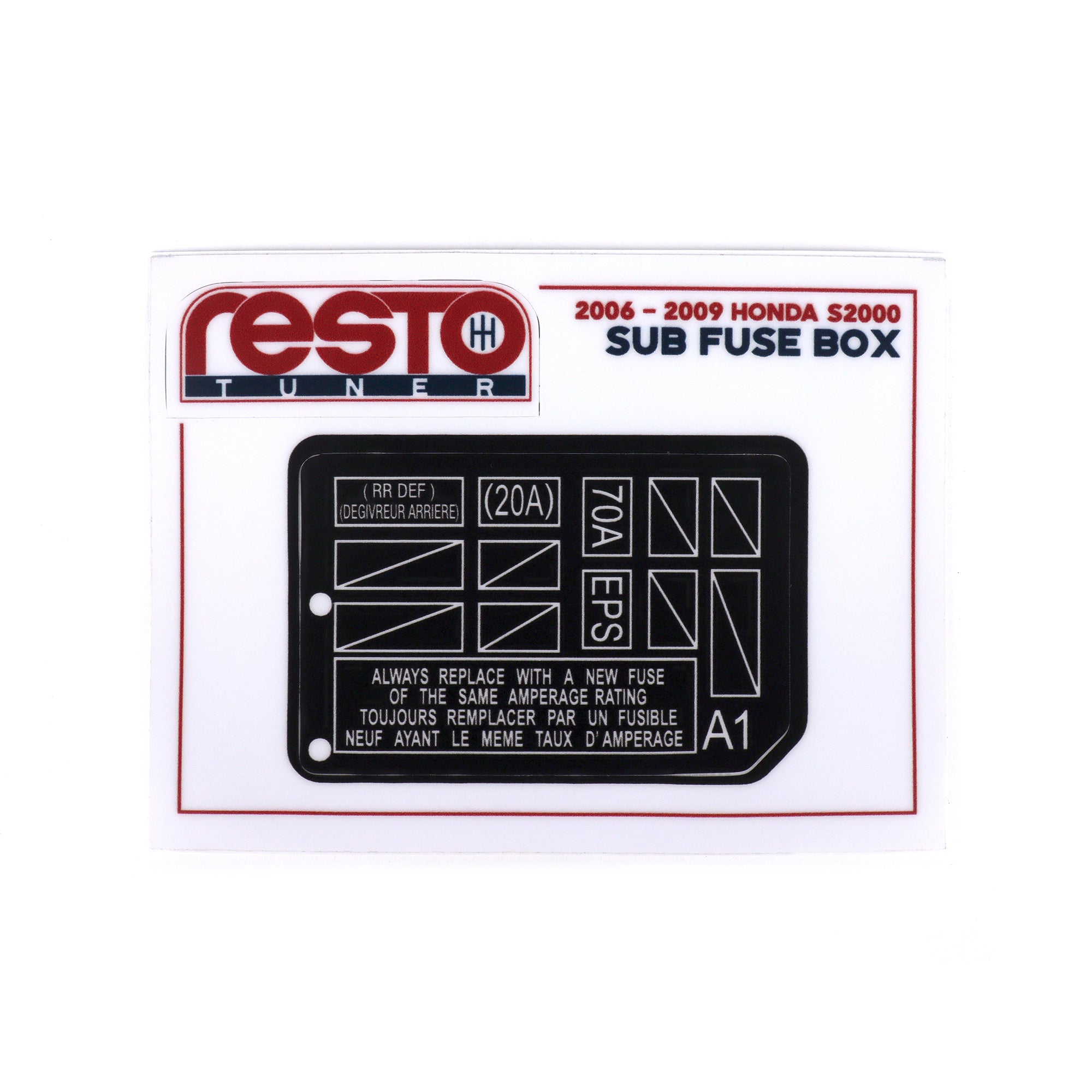 RestoTuner Honda S2000 Engine Bay Fuse Box Replacement Decal