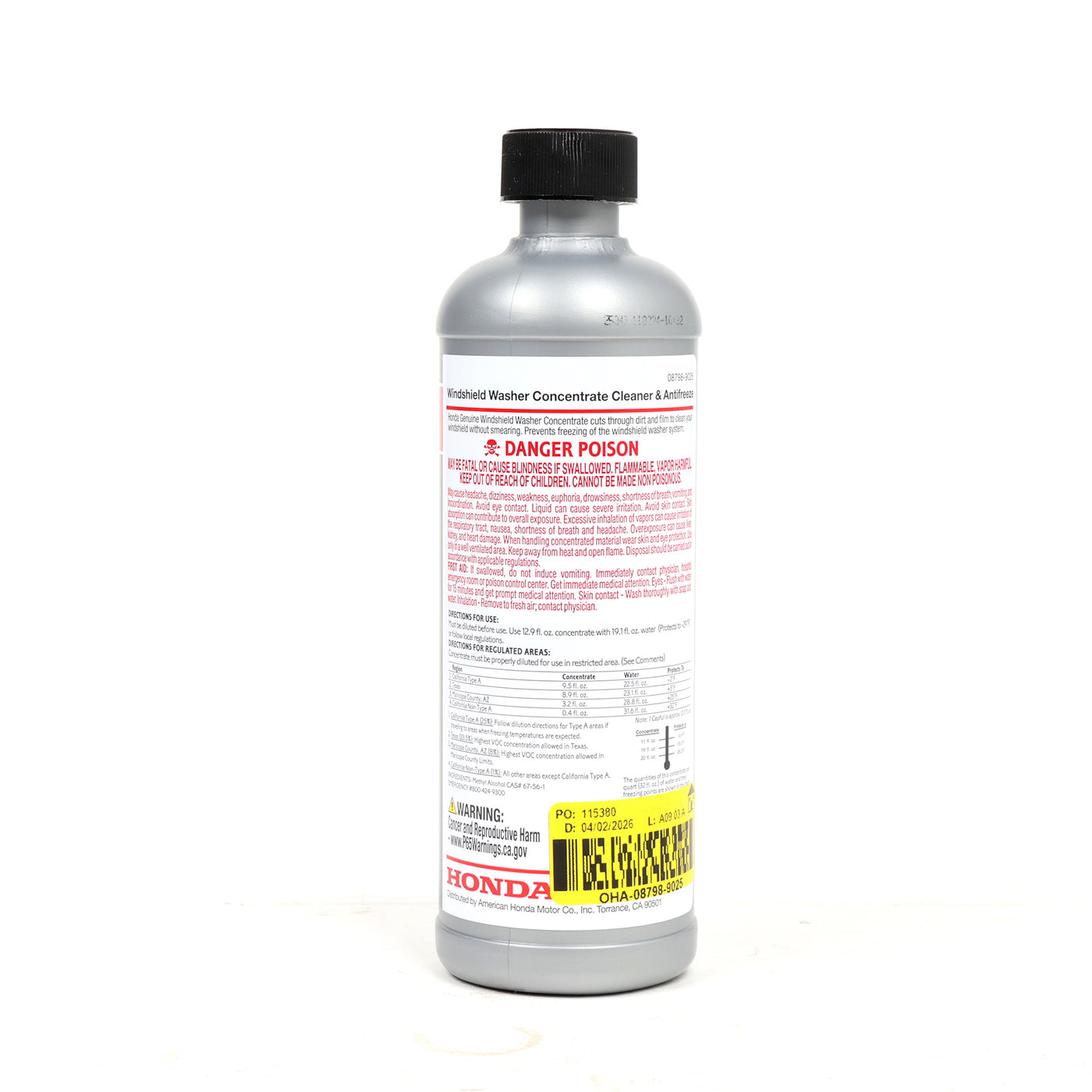 Honda Windshield Washer Fluid Concentrate 08798-9025