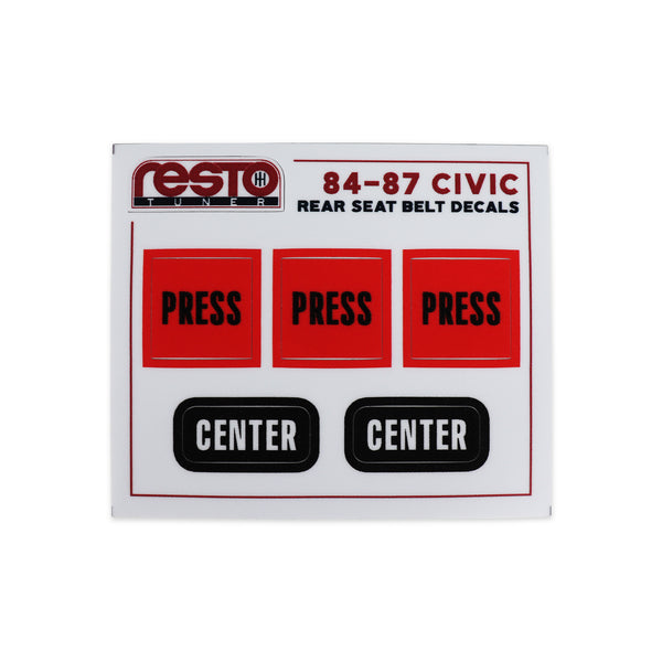 RestoTuner Replacement Rear Seat Belt Decals for 84-87 Civic