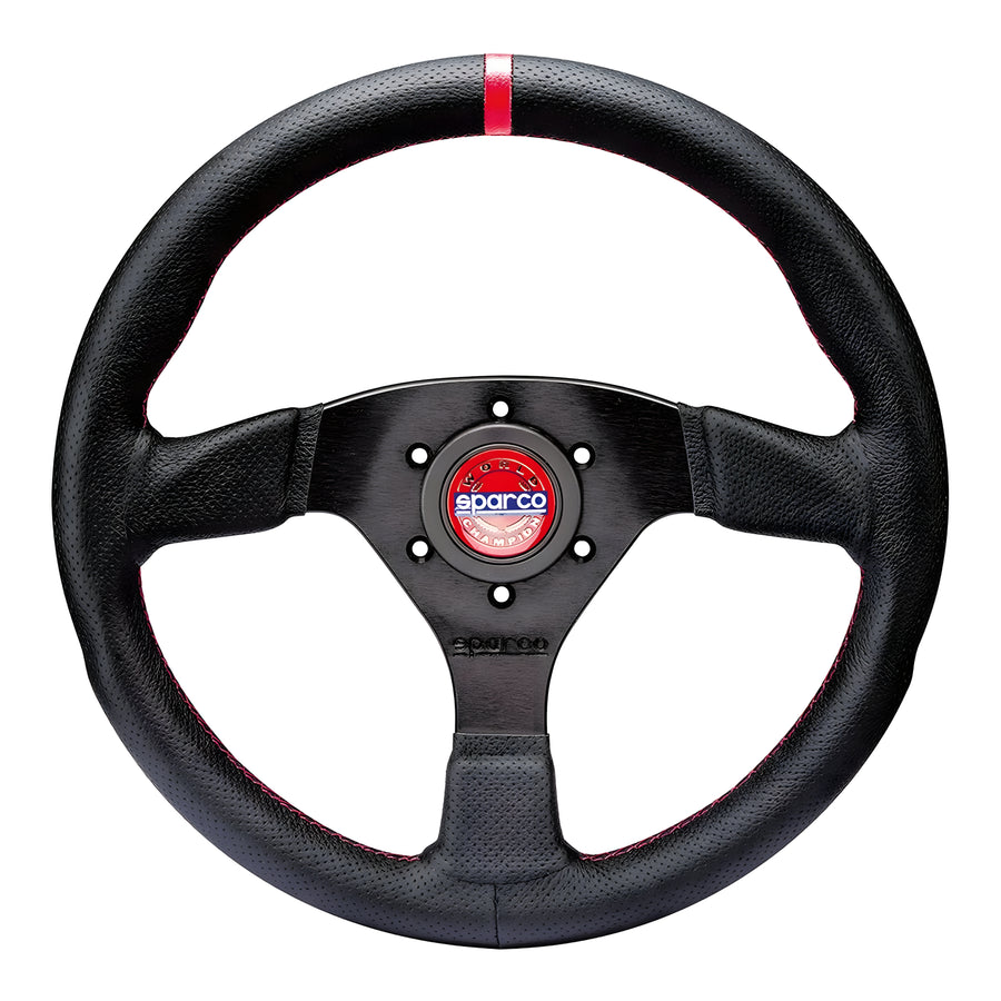 Sparco R383 Champion Steering Wheel 330mm Black, Red Stitch