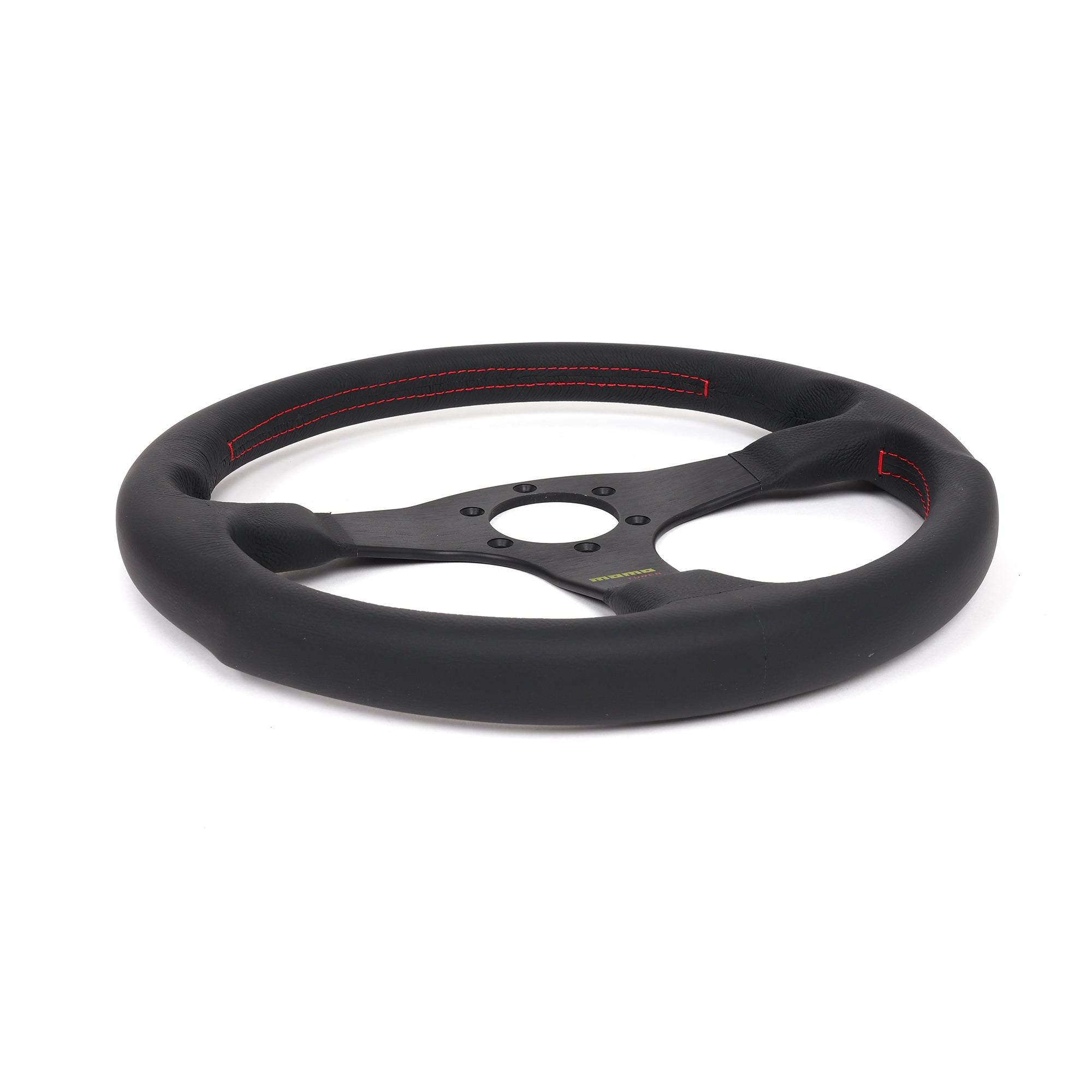 Momo Tuner Steering Wheel - Black Leather/Red Stitching · Hybrid