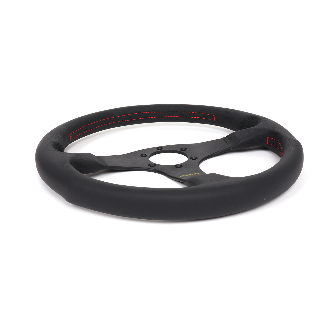 Momo Tuner Steering Wheel - Black Leather/Red Stitching