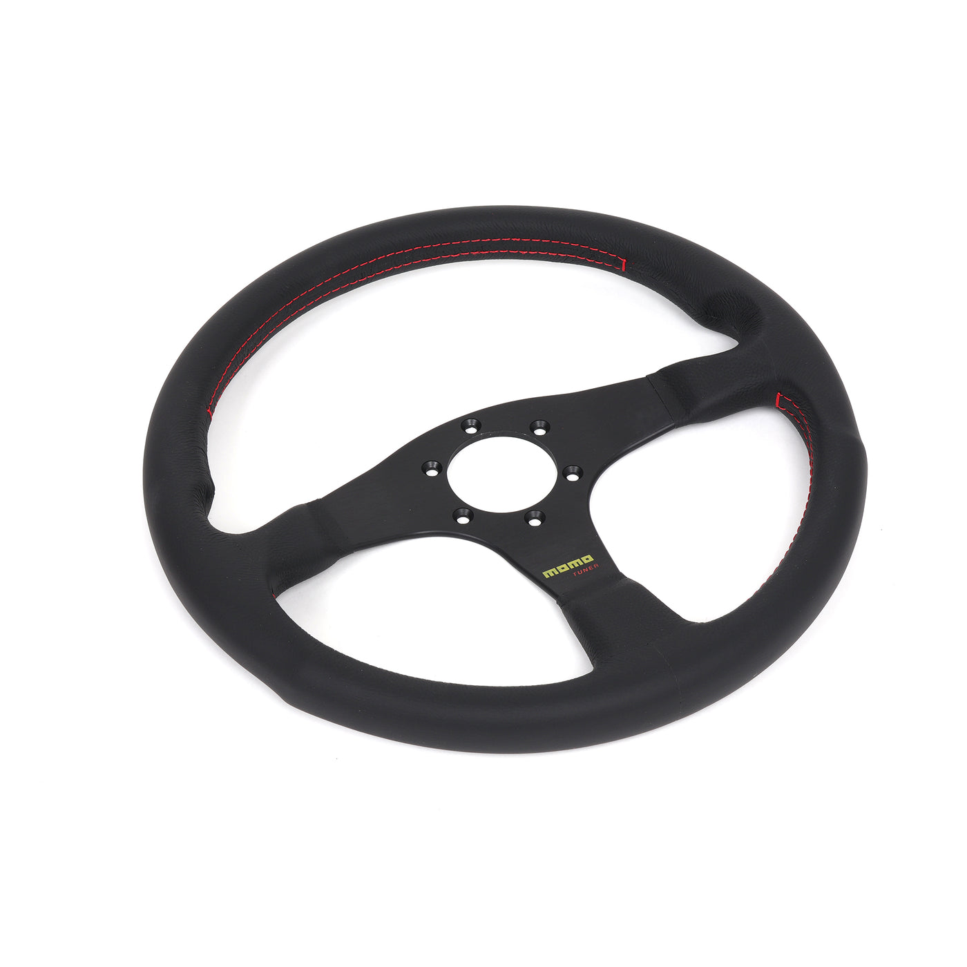 Momo Tuner Steering Wheel - Black Leather/Red Stitching