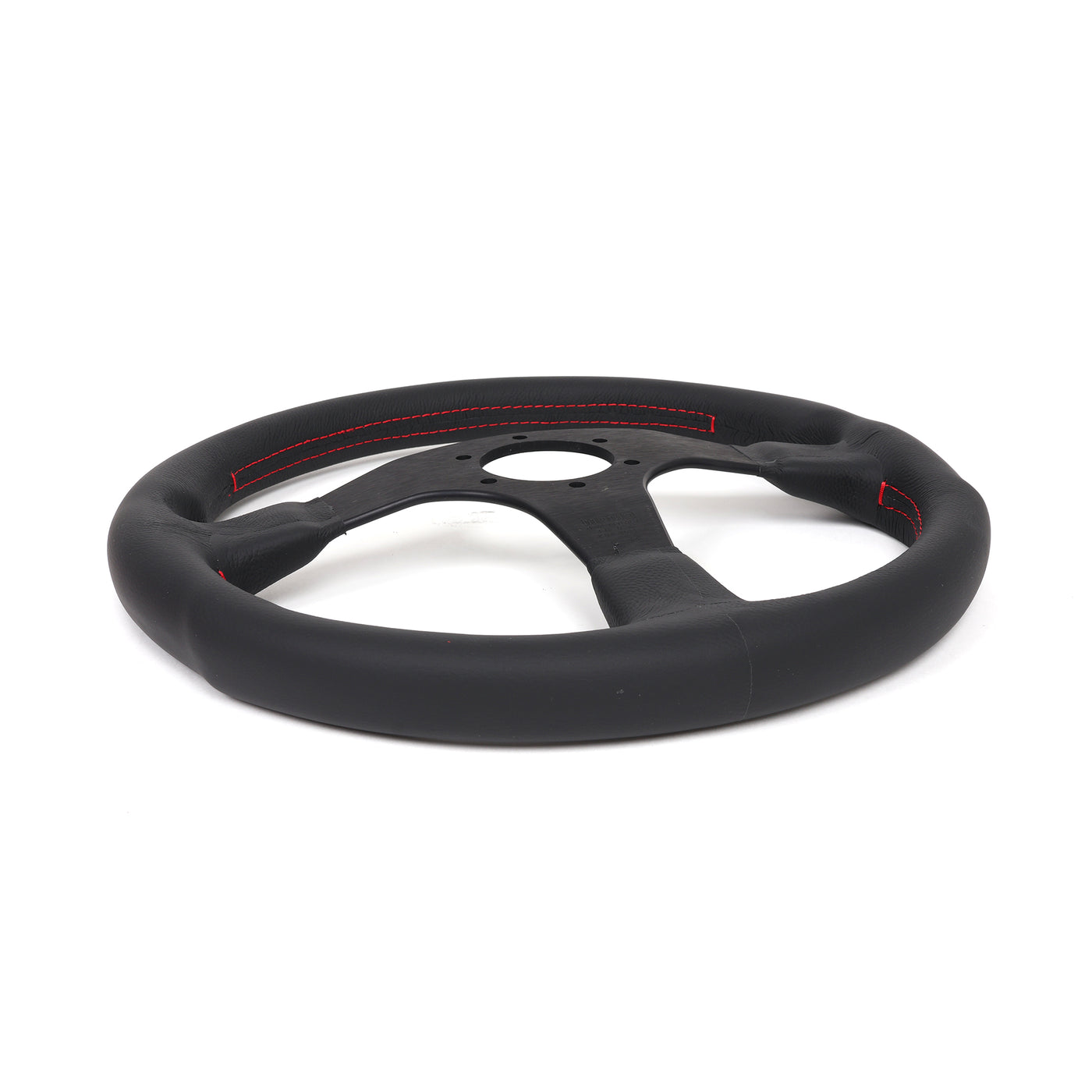 Momo Tuner Steering Wheel - Black Leather/Red Stitching